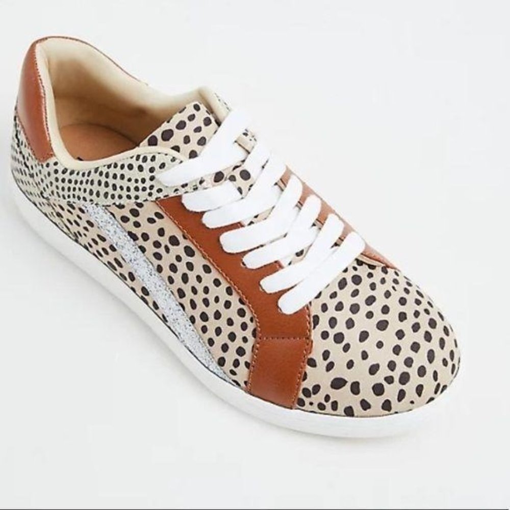 Torrid ANIMAL PRINT MIXED MEDIA LACE-UP SNEAKER